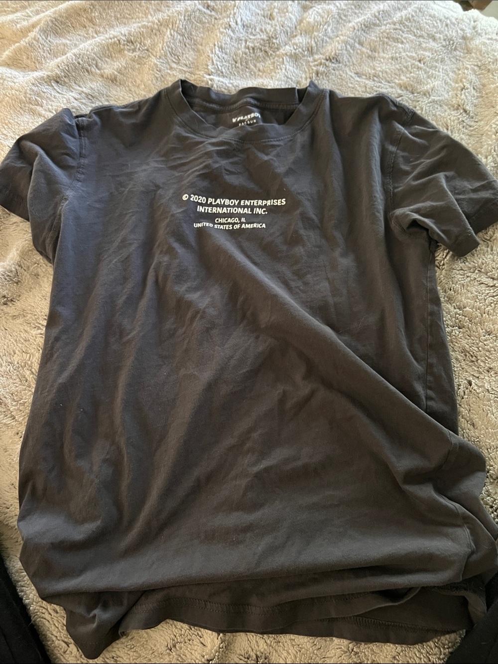 PLAYBOY Black Short Sleeve Crewneck Tee with White Chest Text